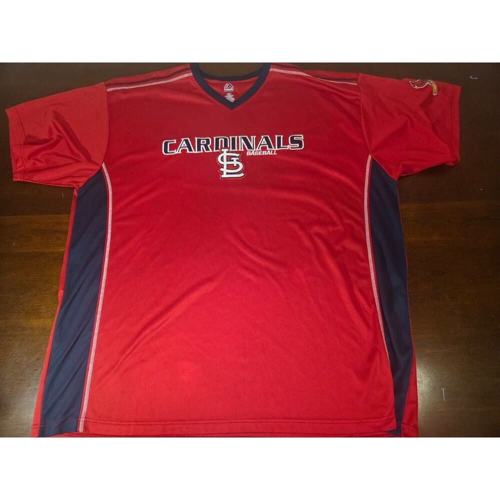 ​Majestic St Louis Cardinals Shirt Mens 3XL Red MLB Baseball Training Jersey Big